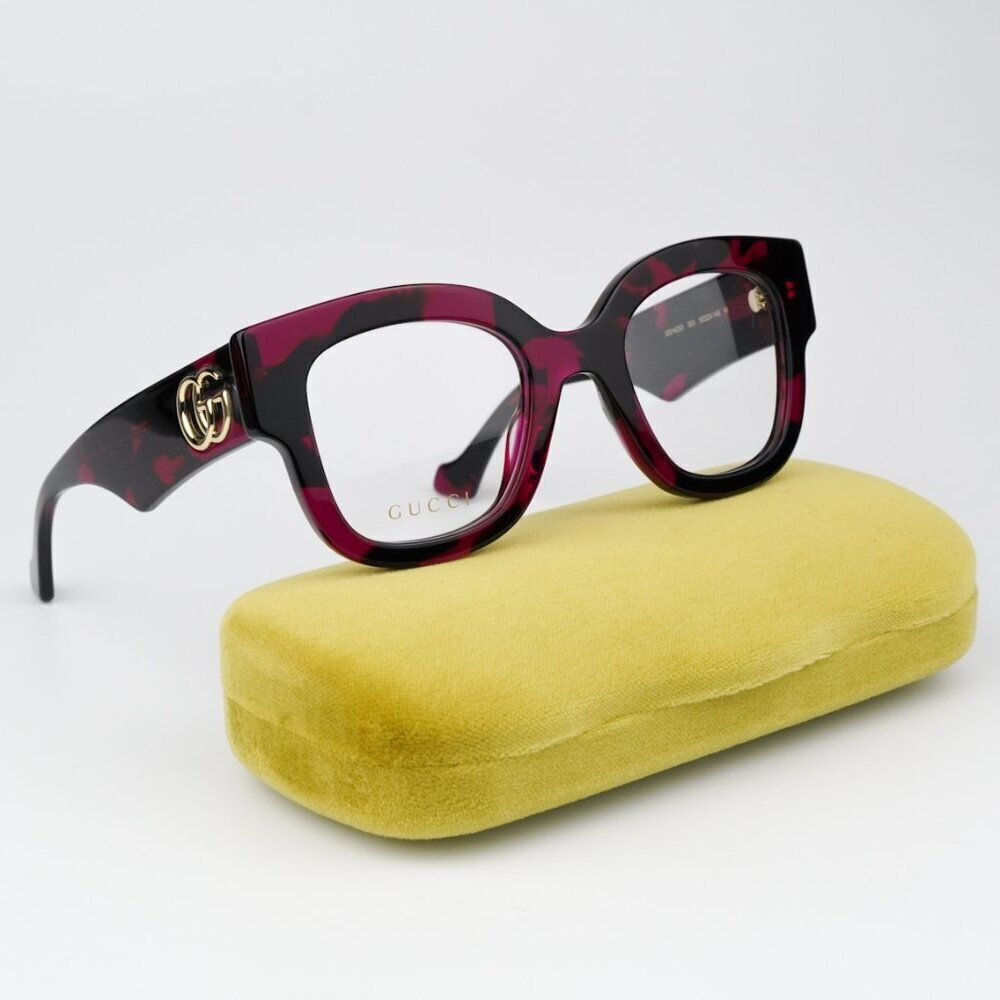 NEW Gucci GG1423O 003 Fuchsia Havana Women Square Eyeglasses GG 1423O - Picture 2 of 11